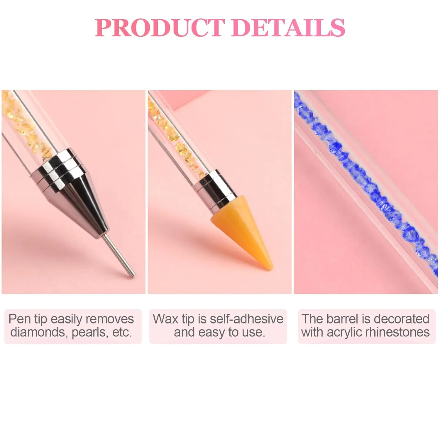 Strass-Aufnahmestift, Doppelseitiger Wachsstift für Nägel, Edelsteine, Kristalle, Nieten, Maniküre, Nagelkunst, DIY-Dekorationswerkzeug – Detail 6