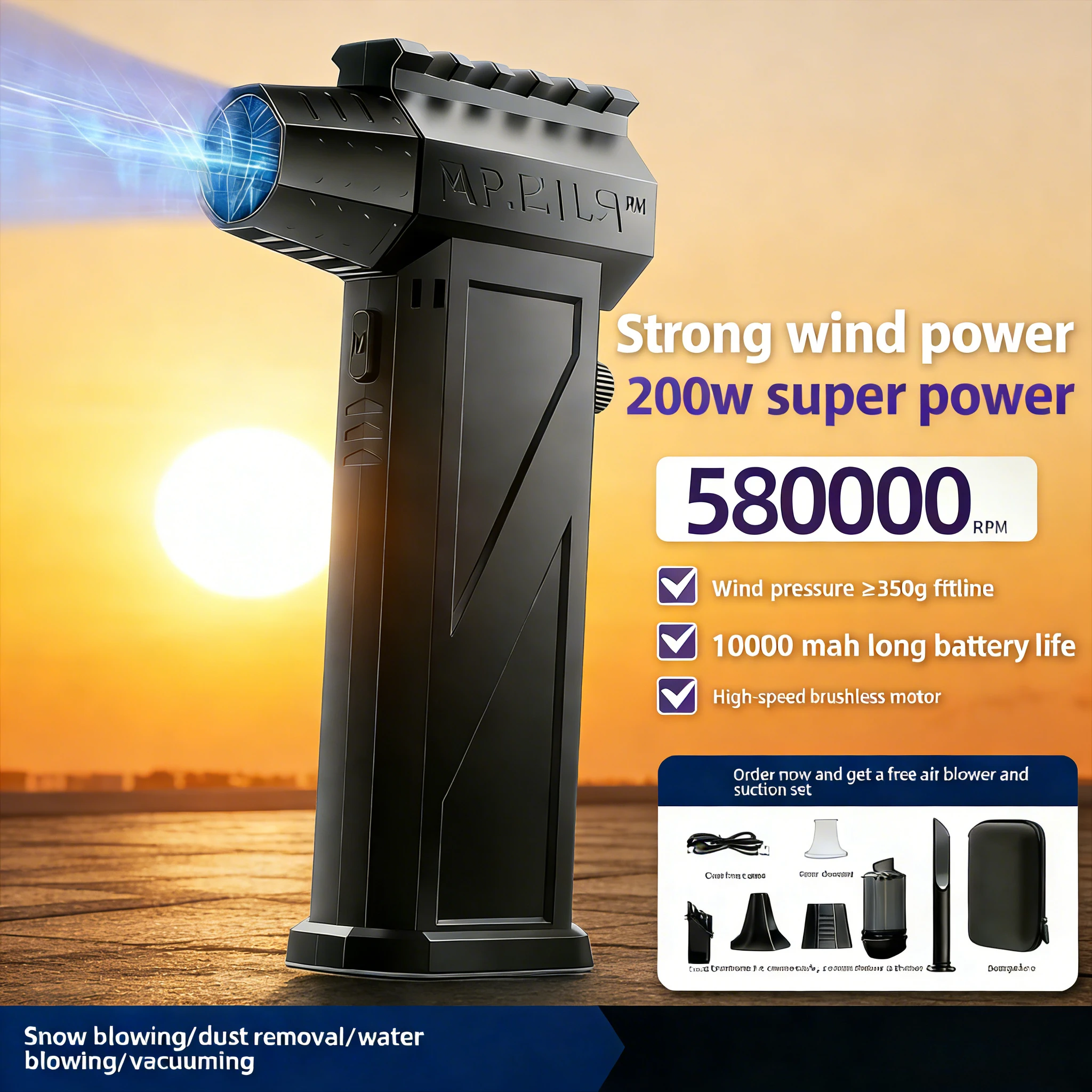 

Бесщеточная снегоуборочная машина X3Pro для зимы | Вентилятор с частотой вращения 850000 об/мин и скоростью 53 м/с | Пылесос с зарядкой Type-C