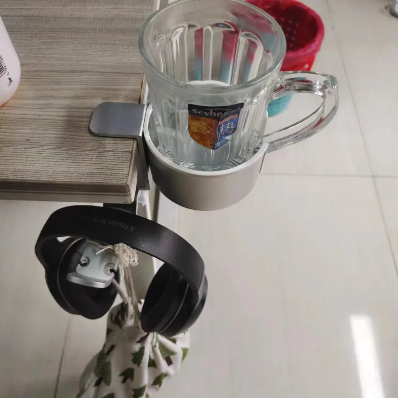 Multifunctional Desk Cup Holder 360° Rotating Headphone Hanger Aluminum Alloy Japanese Style Headset Stand Organizer