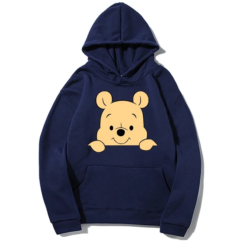 Disney hoodie winnie o pooh primavera e outono moletom moda jaqueta pulôver manga longa roupas de rua solta com capuz