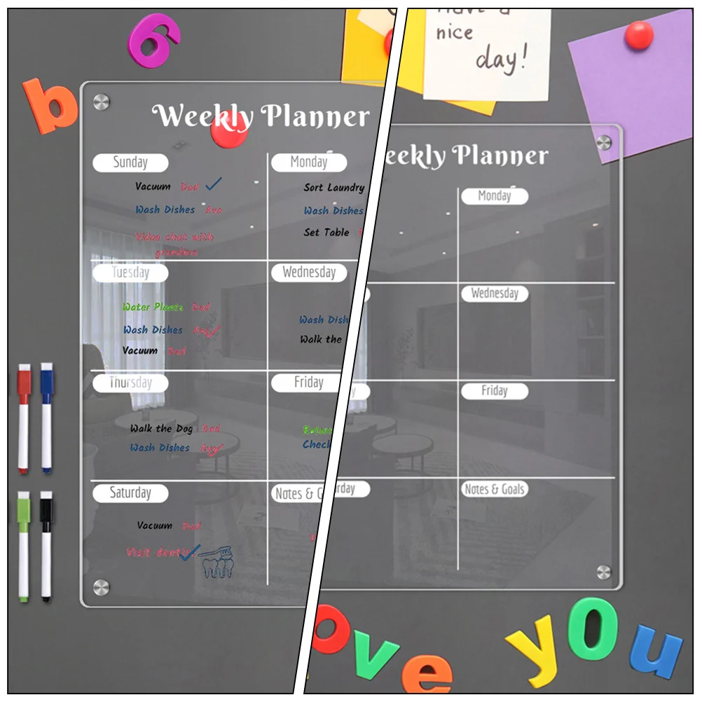 Weekly Planner Board Whiteboard Acrylic Fridge Magnetic Refrigerator Clear Refrigerators Schedule Daily Planning Blackboard