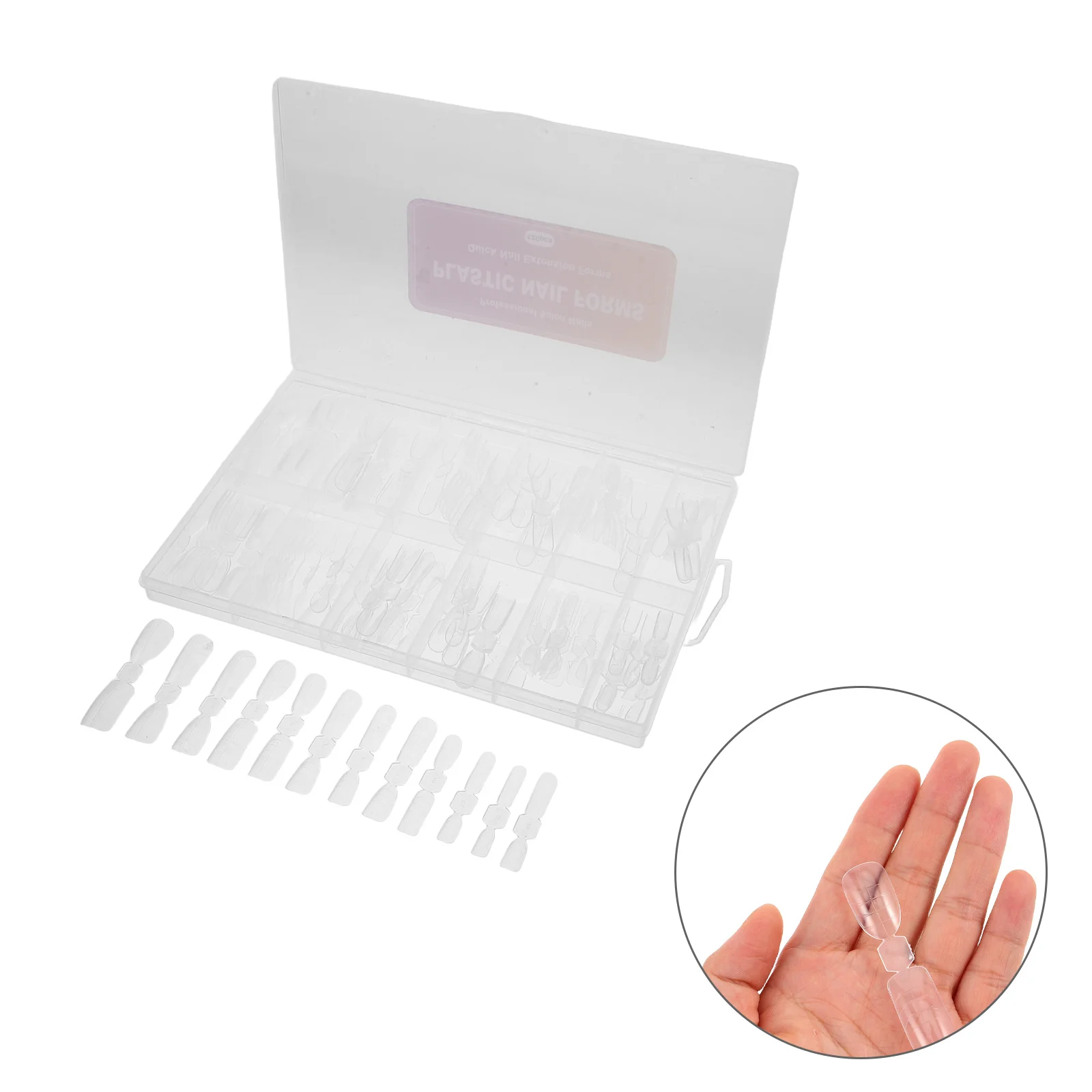 

120Pcs Clear Plastic Nail Extension Forms Dual Nail Tips Scale Marked Full Coverage Manicure Molds Salon Use Beginners