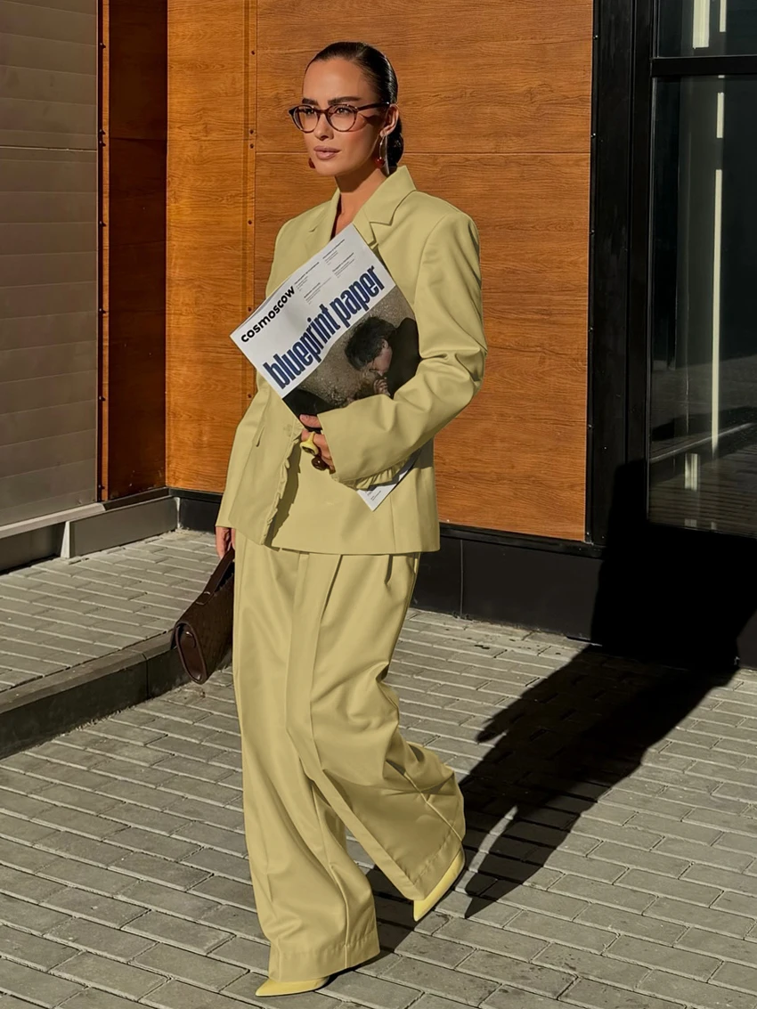 

Marthaqiqi Casual Female Nightwear 2 Piece Suit Long Sleeve Sleepwear Turn-Down Collar Pajamas Pants Fashion Women Nightgown Set