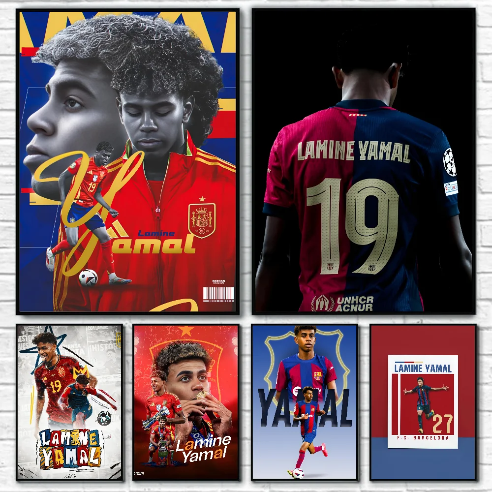 Popular Football Stars L-Lamine Y-Yamal Poster Paper Print Home Living Room Bedroom Entrance Bar Cafe Art Painting Decoration