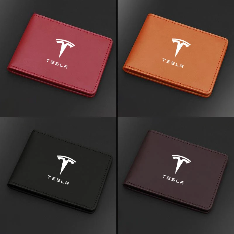 New Car Leather Driver Holder License ID Card Bag For Tesla Model 3 Model S X Model Y Roadster SpaceX Auto Interior Accessories