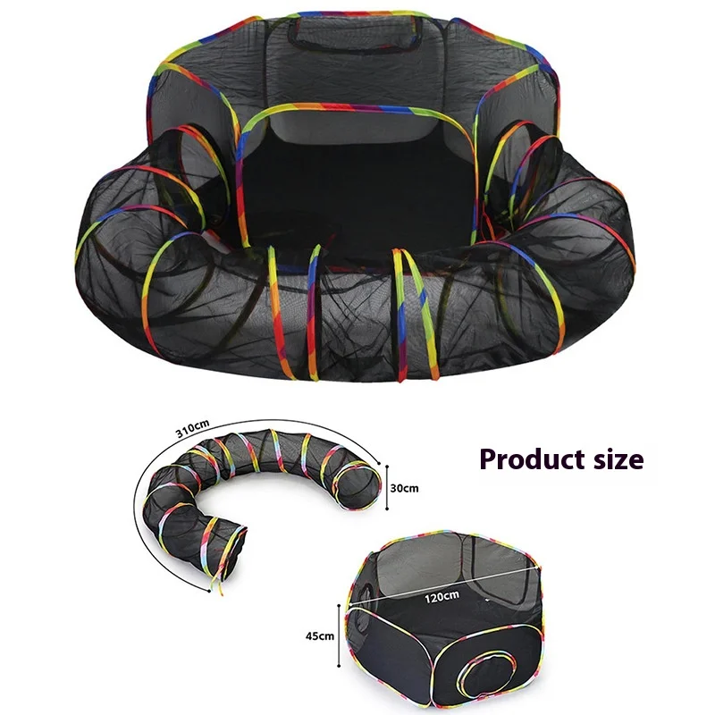 

Foldable Cat Tunnel Tent - 2-in-1 Outdoor/Indoor Playhouse with Safe Passage for Self-Entertainment