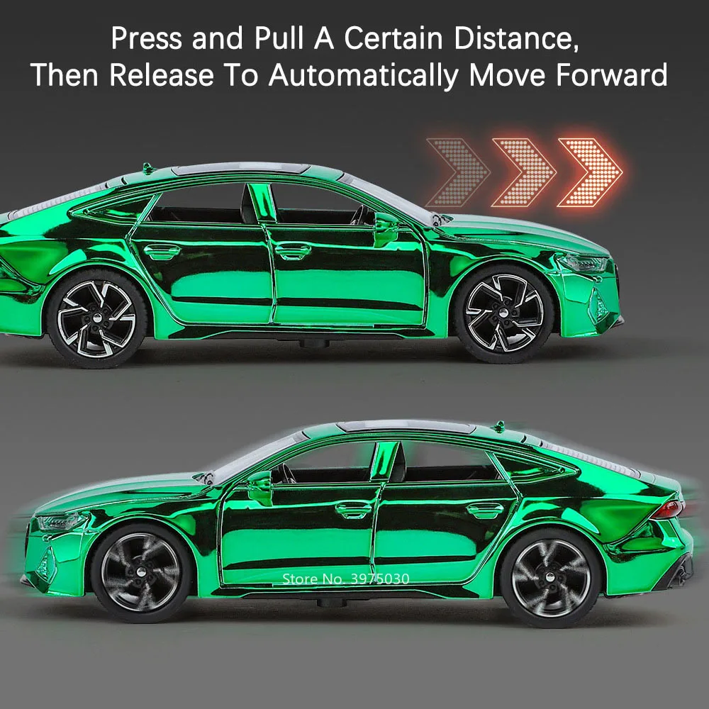 1:32 Scale AUDI RS7 Alloy Toy Cars Diecast Models Light Sound 6 Doors Opened Sports Car Pull Back Vehicles for Children\'s Toys