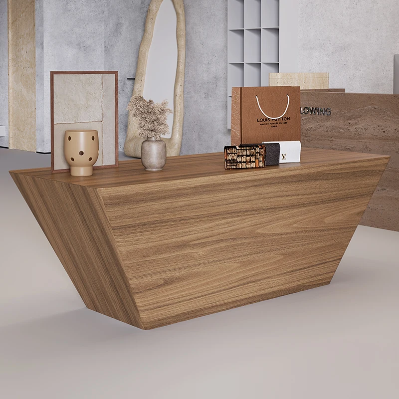 XL Commercial Wooden Centerpiece Walnut Color Display Table Clothing Store Shoe Bag Display Cabinet