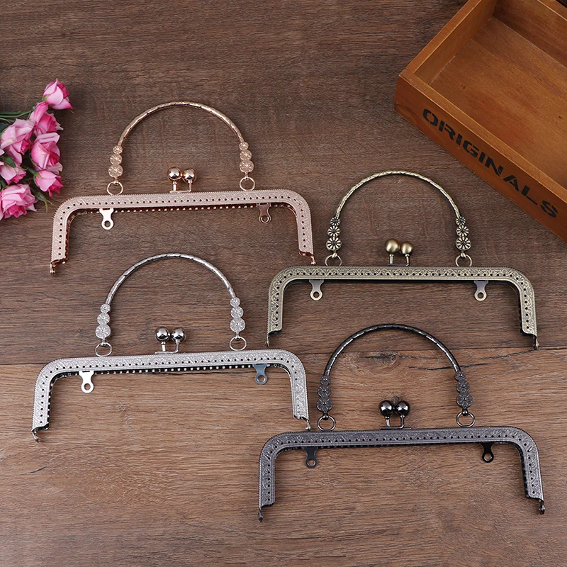 Square Silver Purse Bag Metal Frame Kiss Clasp Lock Clip Bags Making DIY Craft
