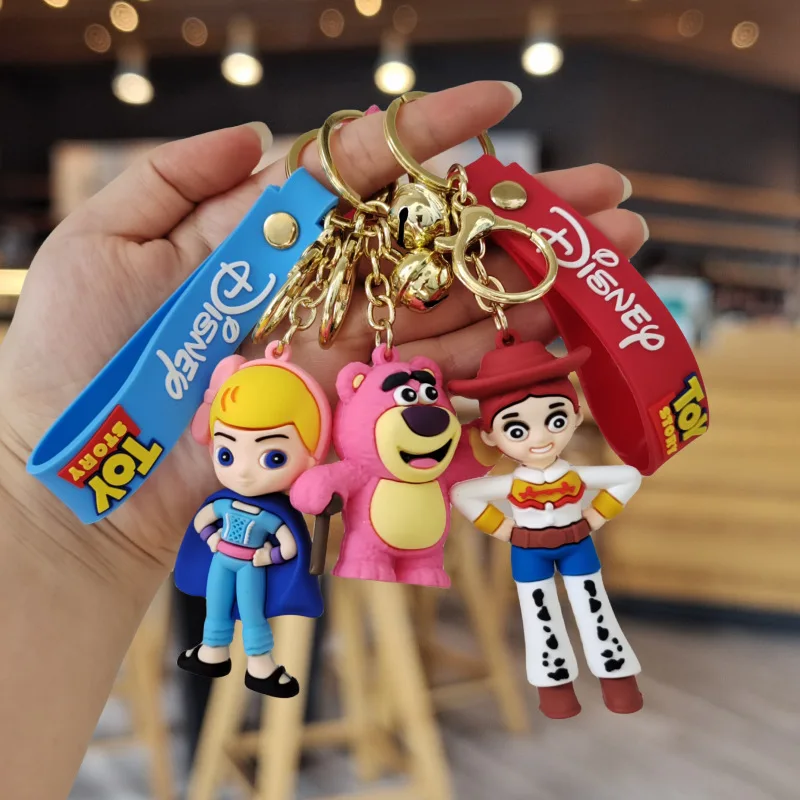 Disney Cartoon Toy Story 4 Toys Woody Buzz Lightyear Keychain Action Figure Model Key Ring Bag Pendant Decor for Kids Gift