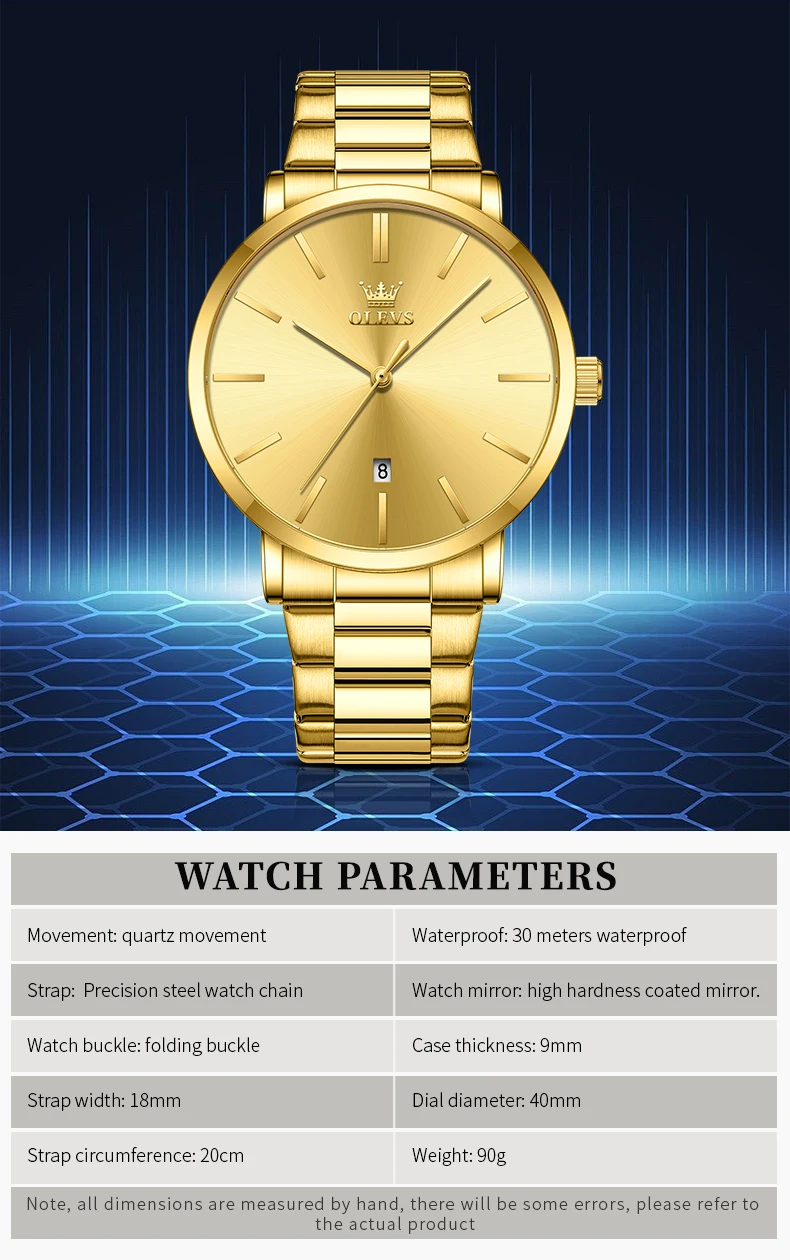 OLEVS Quartz Men\'s Watches Gold Watch Waterproof Stainless Steel Male Watches Business Luxury Original Top Brand Male reloj 2896