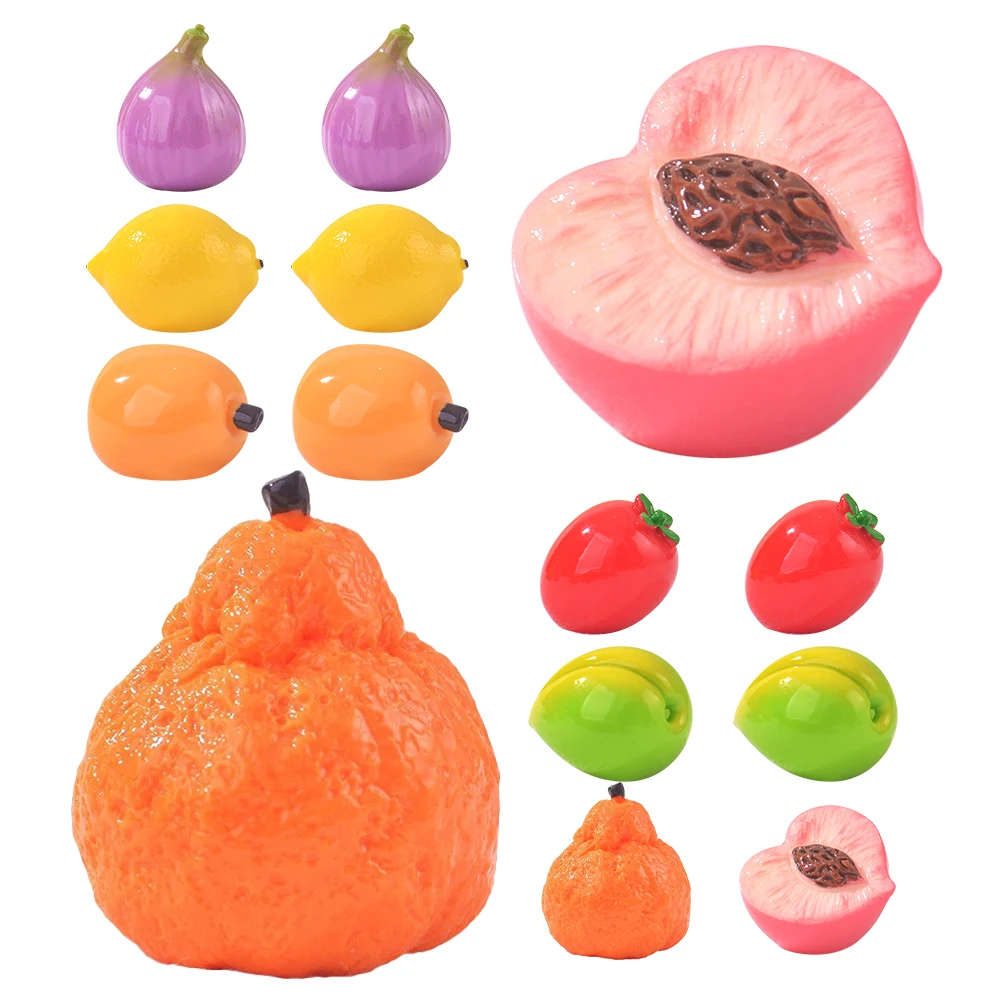

14 Pcs Micro Landscape Fruit Ornaments Realistic Resin Artificial Fruits Decor for Home Office Dollhouse Miniature Photography