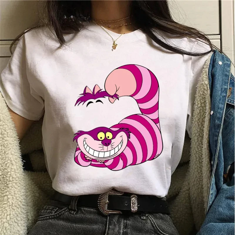 The Cheshire Cat Tshirt Women Print Alice In Wonderland Leisure Short Sleeve Trendy Cartoon summer Couple's short sleeve clothes