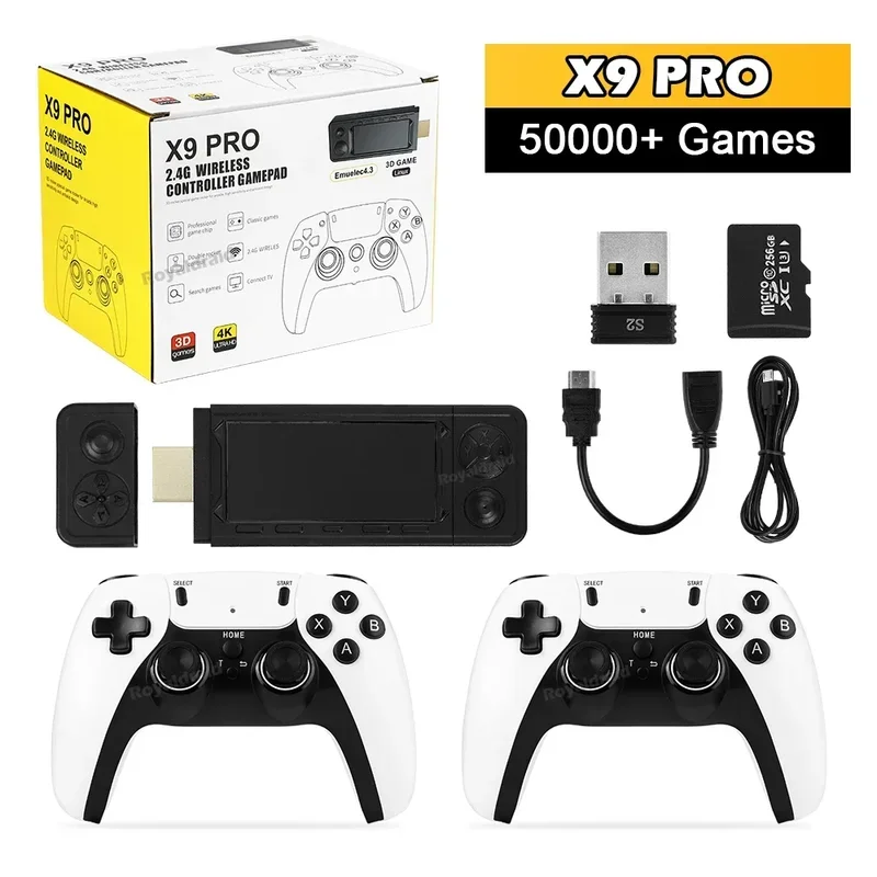 Новая игровая консоль X9 Pro Retro 4K 3D Game Stick TV HD 905X3 256G 50000 игр для PS1/PSP/SFC/N64 двойной контроллер 2,4G