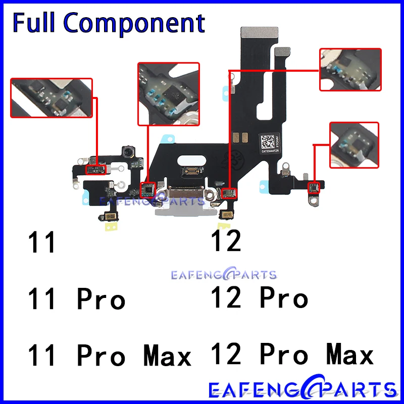 USB Port Charger Dock Connector Mic Cable for IPhone 11 12 Pro Max 11P 11PM 12P 12PM Dock Charging Board Flex Module