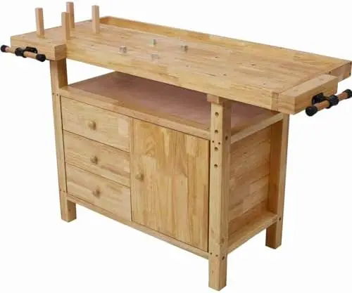 Wood Workbench,Wooden Workbench For Garage Workshop And Home - Acacia Woodworking Bench