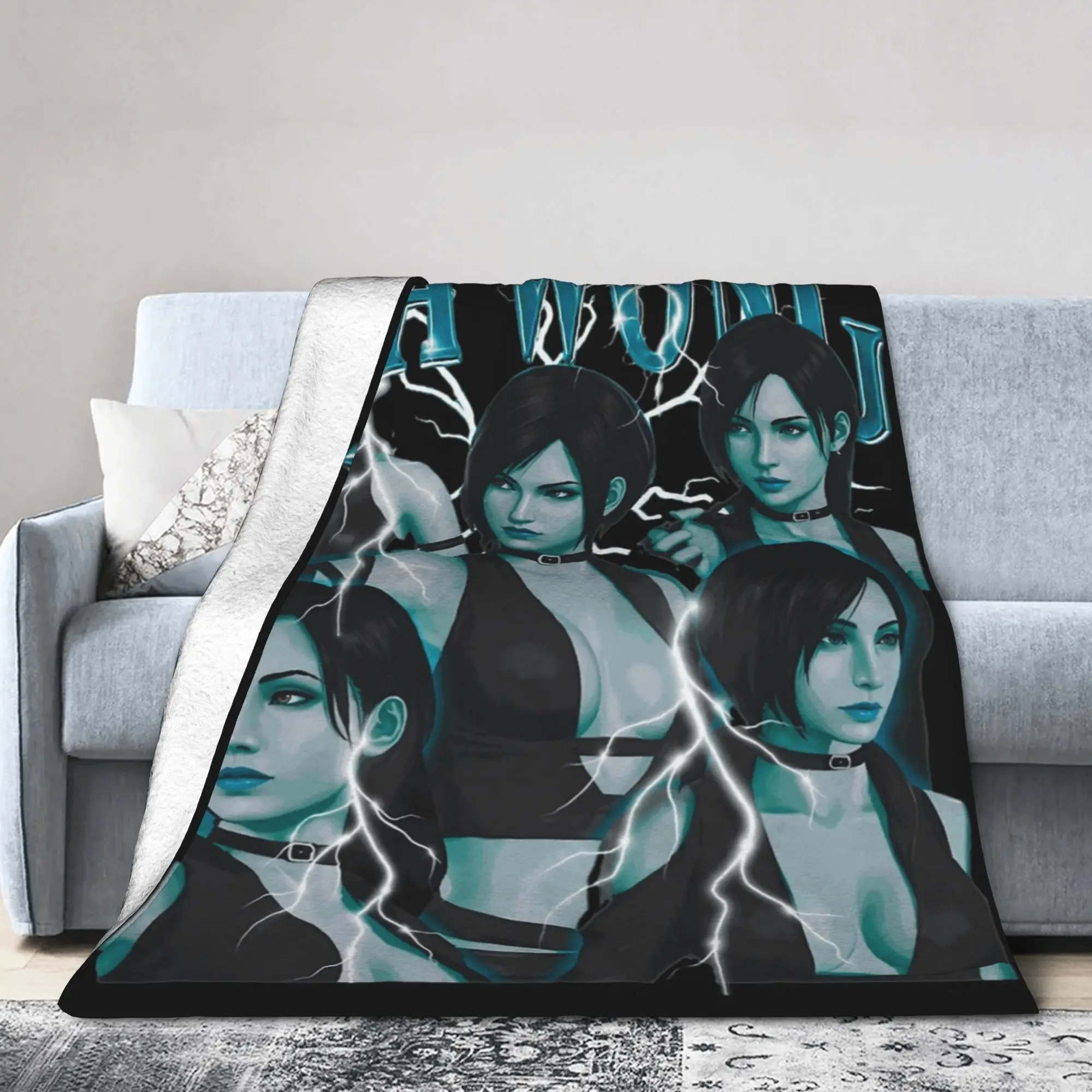 Ada Wong Residents Evils Vintage Lightning Blanket Fleece Decoration   Multifunction Warm Throw Blanket for Bed Car Bedspread