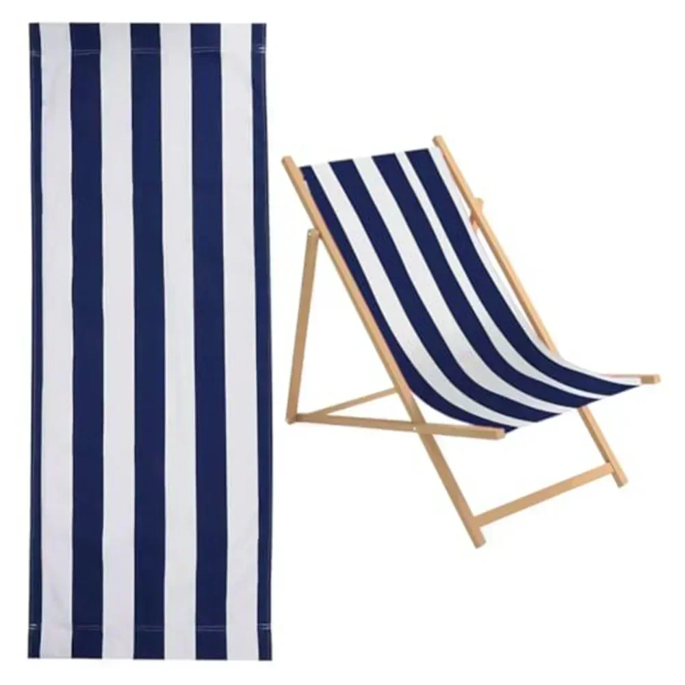 Beach Lounger Replacement Cloth Polyester Cloth Fabric 120x44Cm Blue And White Stripes Folding Chair Cover Parts