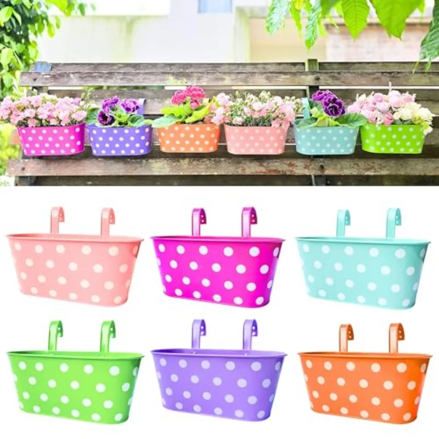 

Набор из 6 металлических цветочных горшков Rilin для уличных растений, железные, для патио, террасы, сада, веранды