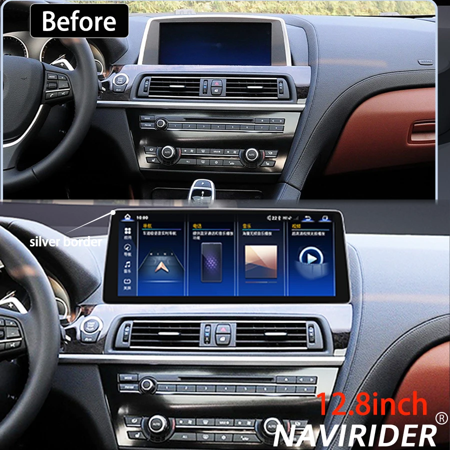 

12.8inch 4G Carplay BT Navirider AHD QLED Screen For BMW 6series F13 2011-2012 Android14 Car Multimedia Video Player