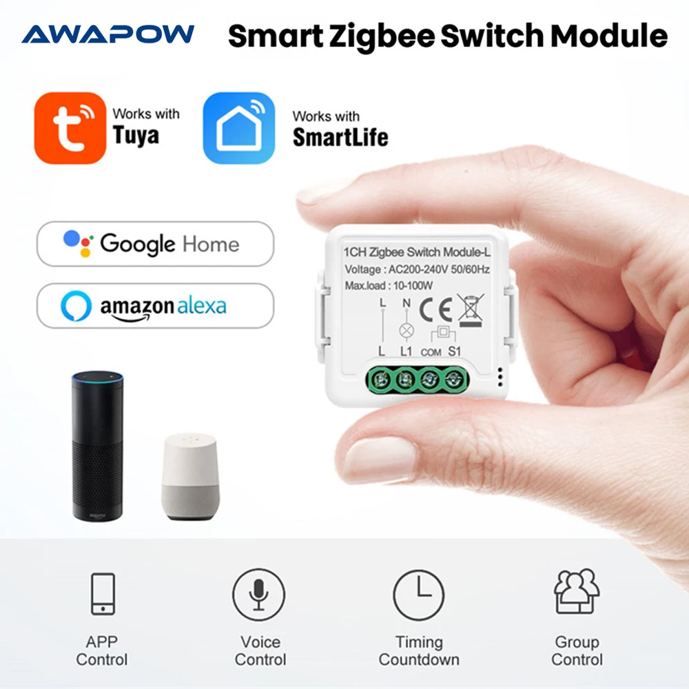 

Умный мини-коммутатор Awapow Tuya Zigbee, модуль с 1/2/3 клавишами, двухстороннее управление для Smart Life, Alexa, Google Home, Яндекс. Алиса