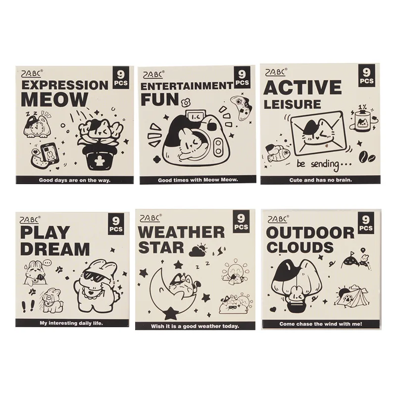 9 قطعة سلسلة تسجيل الوقت الحيوان القط اليومية ختم خشبي اليدوية DIY بها بنفسك ألبوم الإبداعية المشهد المحاسبة الختم
