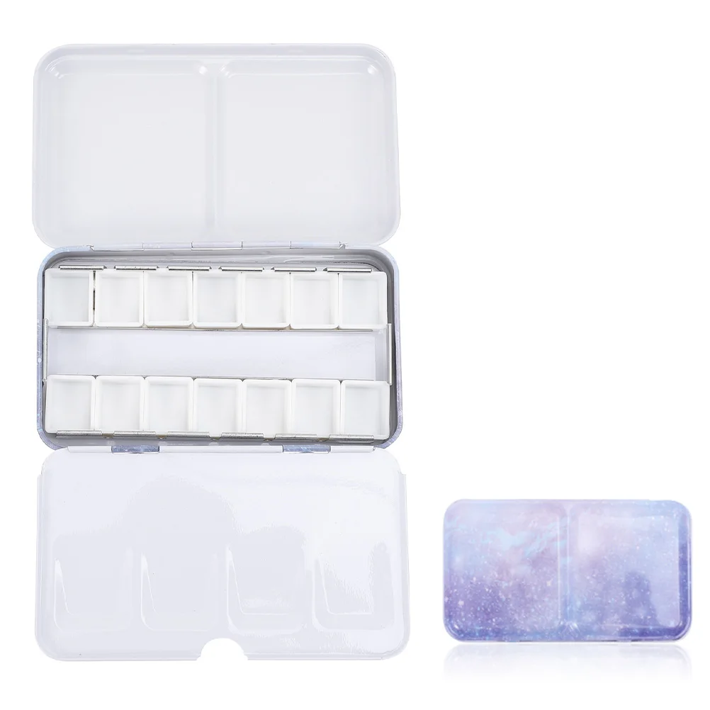 

Watercolor Iron Box Palette Art Pigment Case Stainless Steel Paint Mixing Tray Travel