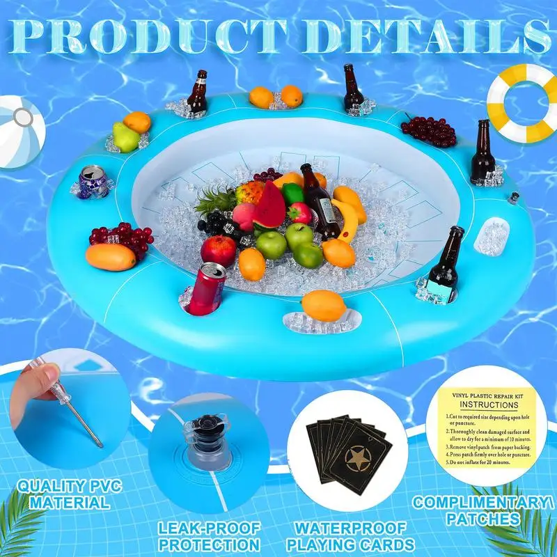 

Pool Floating Table Inflatable Swim Bar For Adults Foldable Pool Game Table Food Drinks Holder For Beach Lake Cruise Camping
