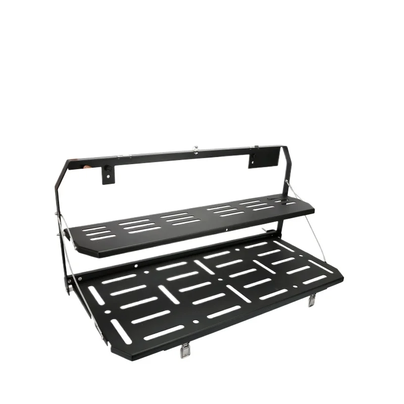 

*Retrofit, steel double-layer folding dining table, storage tailgate rack
