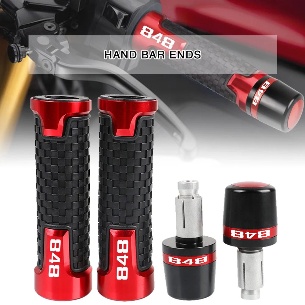 848EVO 2007-2013 Handlebar Ends Balanced Plug Slider Moto 22mm Parts For DUCADI 848 2008 2009 2010 2011 2012 Handlebar Grips CNC