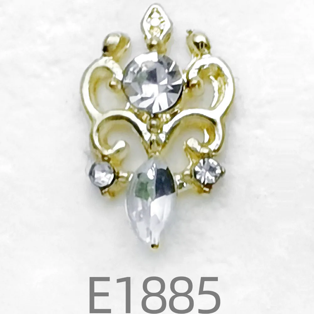 10Pcs/lot 3D Alloy Heart Nail Art Charms Gold/Silver Hollow Fox Rhinestone Gems Baroque Luxury DIY Nail Jewelry Accessories