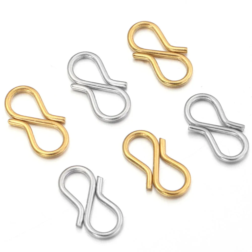 30pcs/Lot 7x13mm Chic Letter S Buckle Clasps DIY Necklace Gold Plated Stainless Steel Clasp Hooks Connectors for Jewelry Making