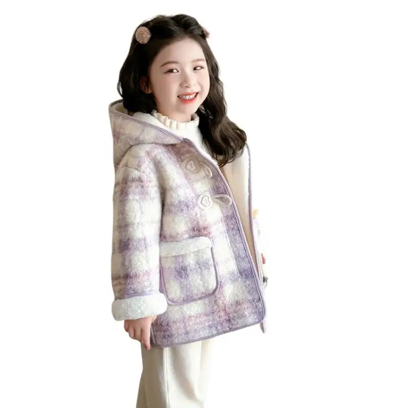 فتاة الخريف معطف الشتاء رشاقته سترة منتصف طول القمم هوديي الطفل الدفء تنوعا Kawaii موضة نمط جديد ملابس كاجوال #4