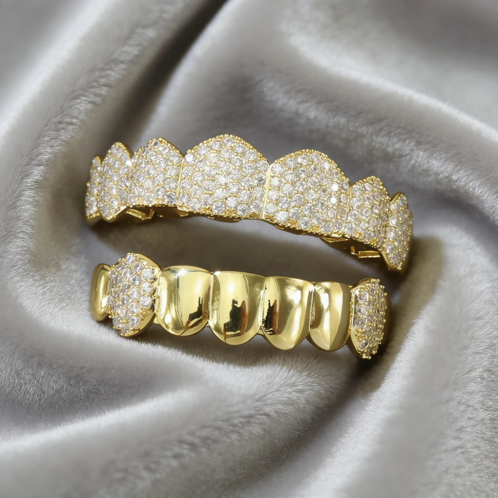 1Pc Fashion Copper Inlaid Zircon Hip Hop Gold Silver Teeth Grillz Body Jewelry Cool CZ Tooth Party Essential Gift