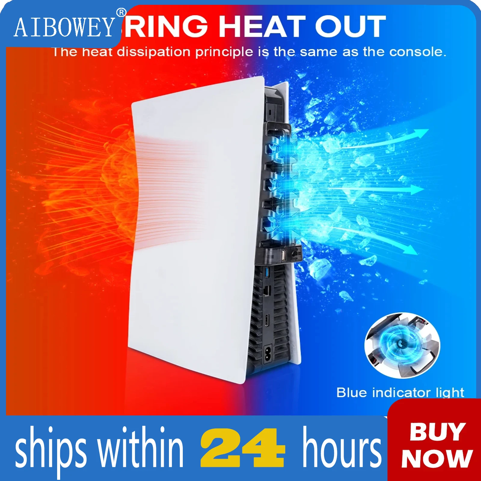 AIBOWEY Cooling Fans for PS5 Console Air Cooler Fan with LED Light RPM igital Editions Cooling System Gaming Accessorie