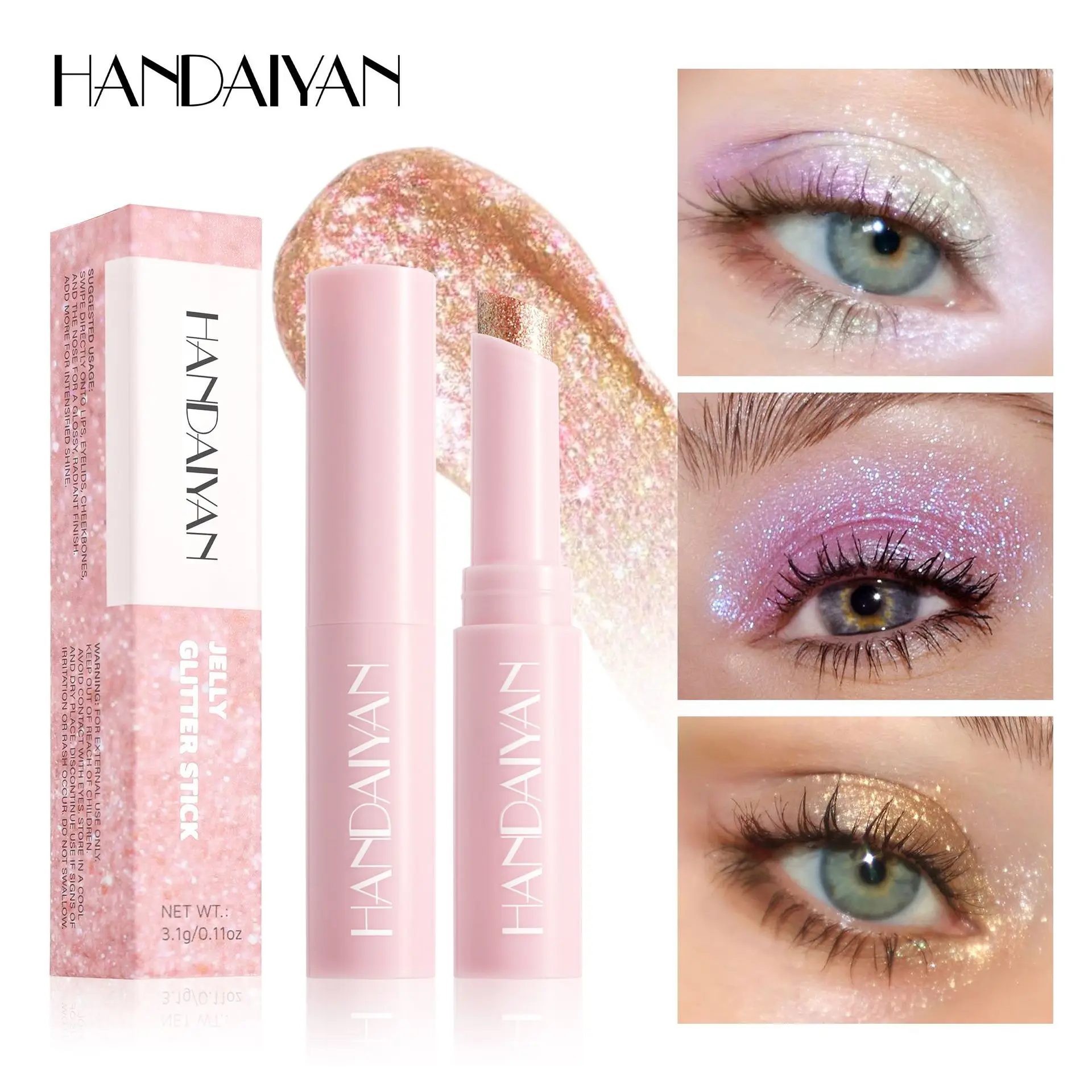 

HANDAIYAN 6 Color Jelly Eyeshadow Stick Pearl Fine Tube Fine Glitter Delicate Jelly Highlight Eyeshadow Stick