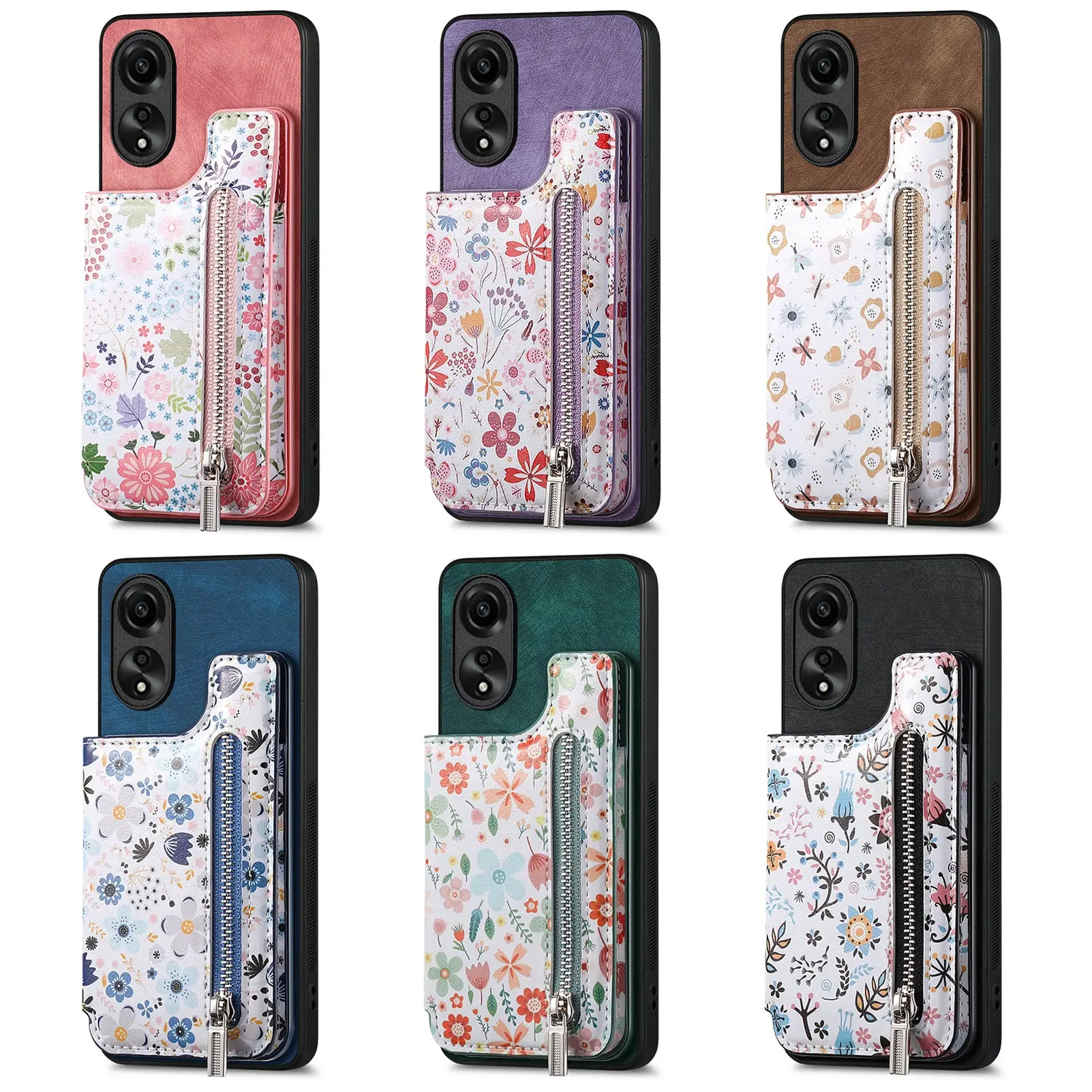 Carte con cerniera Solt Pocket Wallet custodia in pelle per OPPO A78 A58 A93 A54 A57 A74 A72 A97 A53 A33 Realme C55 10 Pro Plus X5pro Cover