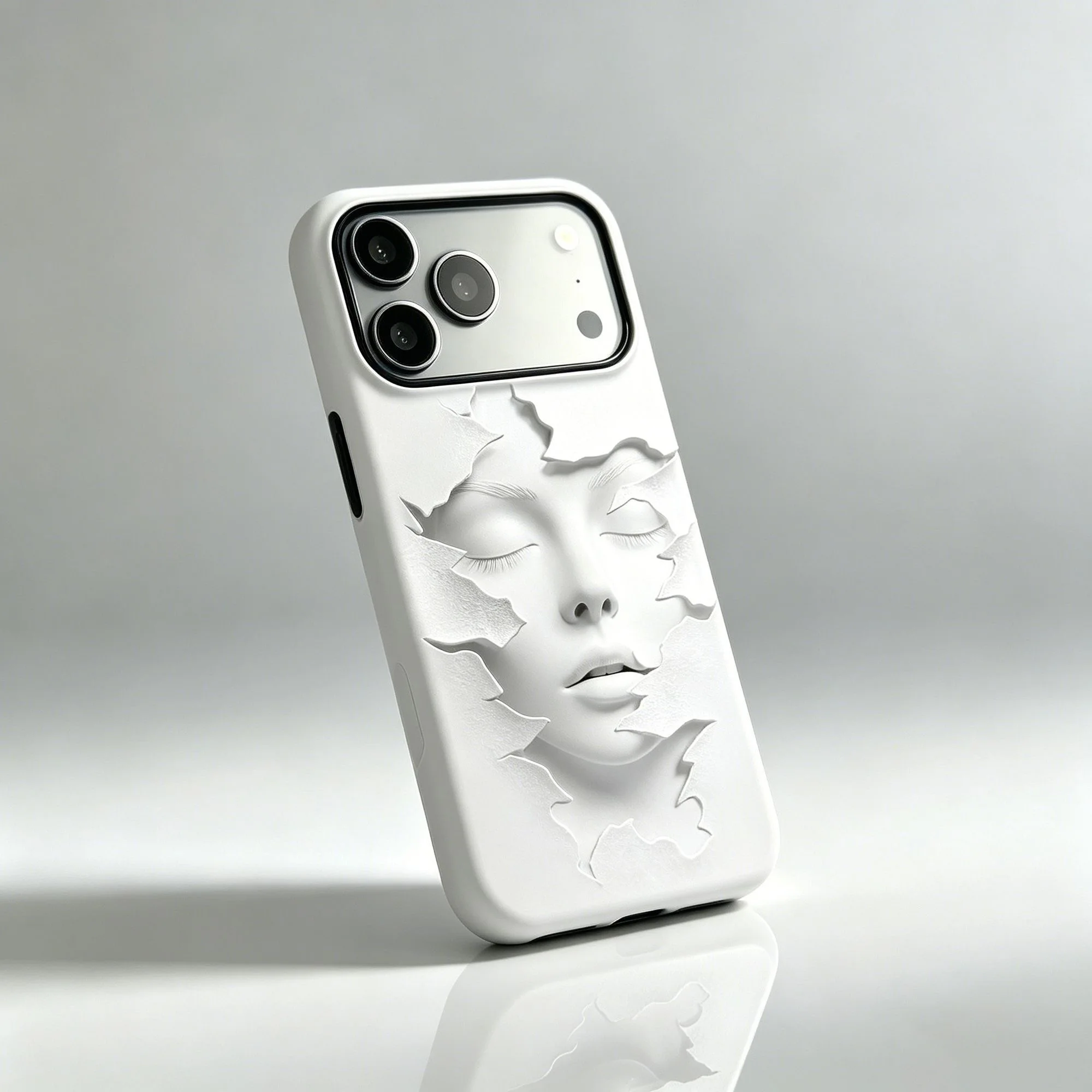 luxury Flat 3D Face Art Sculpture Magnetic phone case for iPhone 17 Pro Max 16 15 14 13 12 11 protection cover