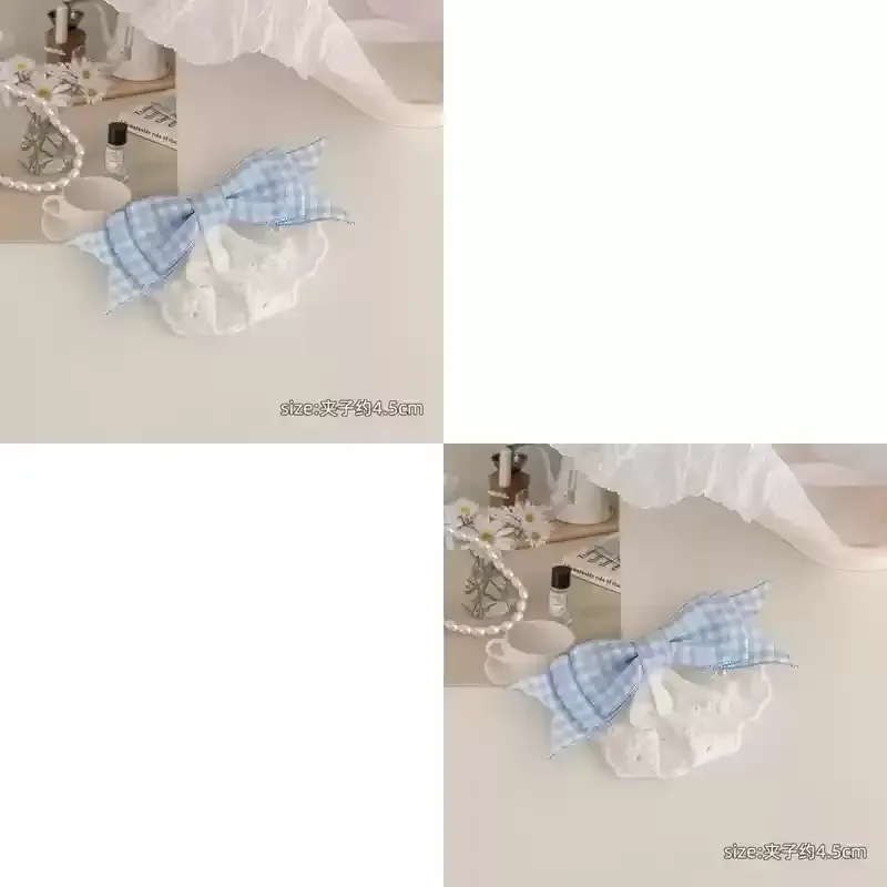 

Cloud Bubble~Blue Lace Bow Hairpin Female Side Clip Sweet Hairpin Clip Headpiece Lolita