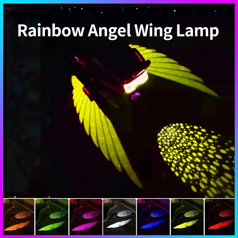 سيارة كهربائية أجنحة الملاك الملونة ترحيب ضوء الإسقاط دراجة نارية تعديل عالمي LED أجنحة دراجة نارية ديكور Atm