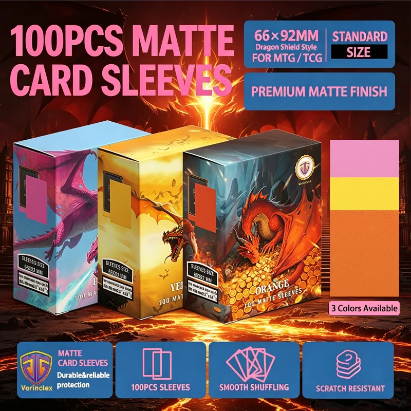 Vorinclex 100PCS Matte Card Sleeves 66x92mm Dragon Shield Style for MTG PKM TCG Trading Cards Durable Protection Sleeves
