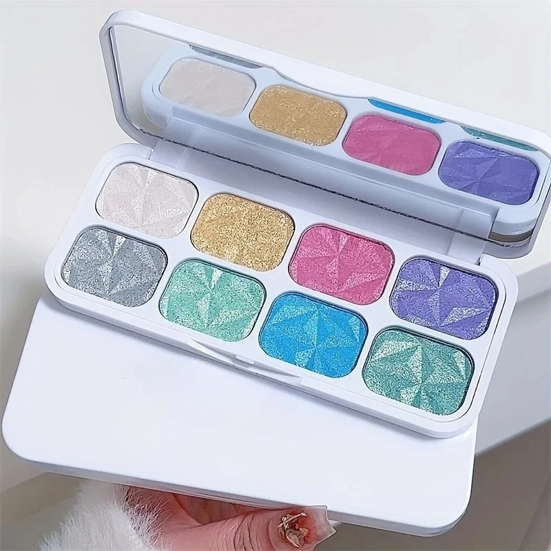8-kleuren glitter oogschaduwpalet roze parelachtig oogschaduwpalet Koreaans charmant oogmake-uppalet Glanzende oogschaduw oogpigmenten