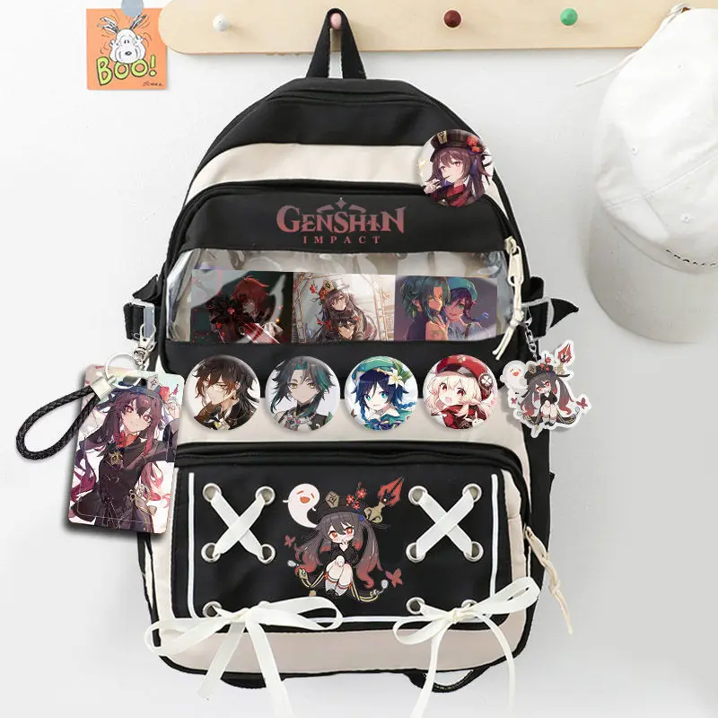 Fashion Genshin Impact Backpack Students Book School Bag Kawaii Girls Boys Laptop Fashion Anime Cosplay Bags