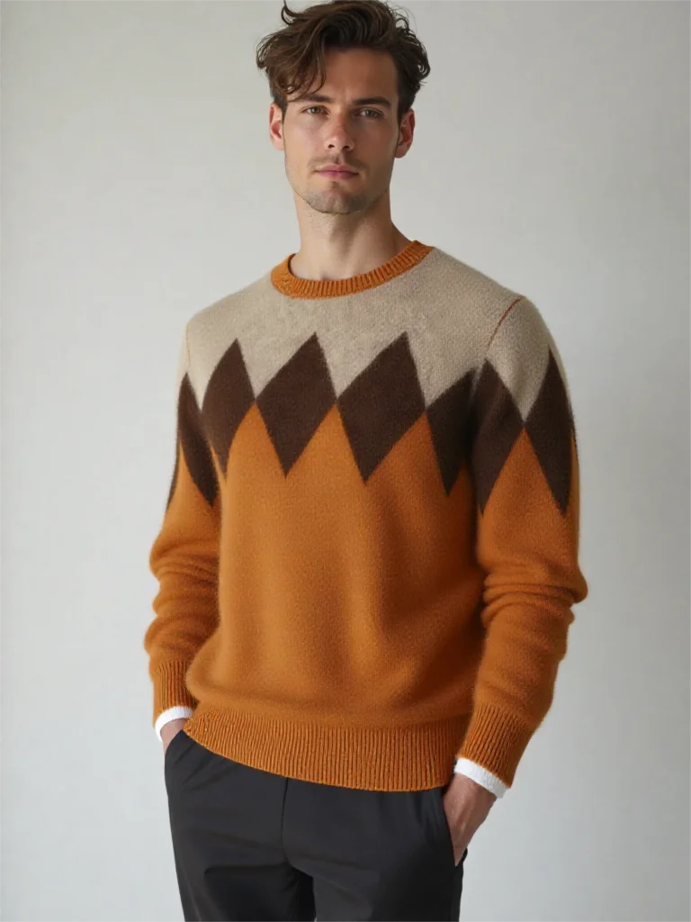 Шерстяной свитер, мужской свитер с круглым