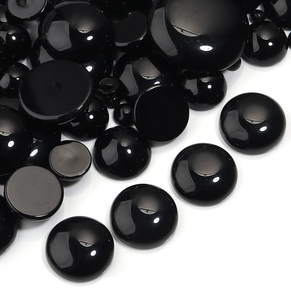 5/10pcs Natural Stone Cabochon Black Agate Round Flatback Cabochon Loose Beads For Jewelry Making DIY Ring Pendants Accessories view 3