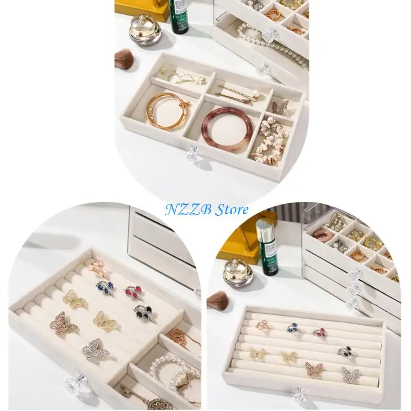 

T21F ПЭТ-витрина для ювелирных изделий, 5-слойный регулируемый органайзер для хранения, бархатный интерьер для коллекций серег,