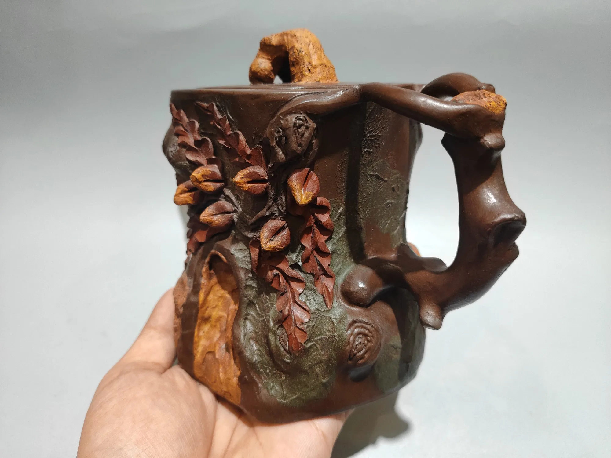 Purple Clay Teapot Peach floral pattern Stump shaped teapot Kettle Teapot Flagon Tea Charm tea ceremony tea tasting