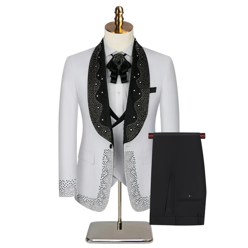 Latest Coat Pant Designs Fashion Shiny Black Men Suits for Wedding Groom Tuxedos Slim Fit 2025 Masculino Prom Party 3 Pieces