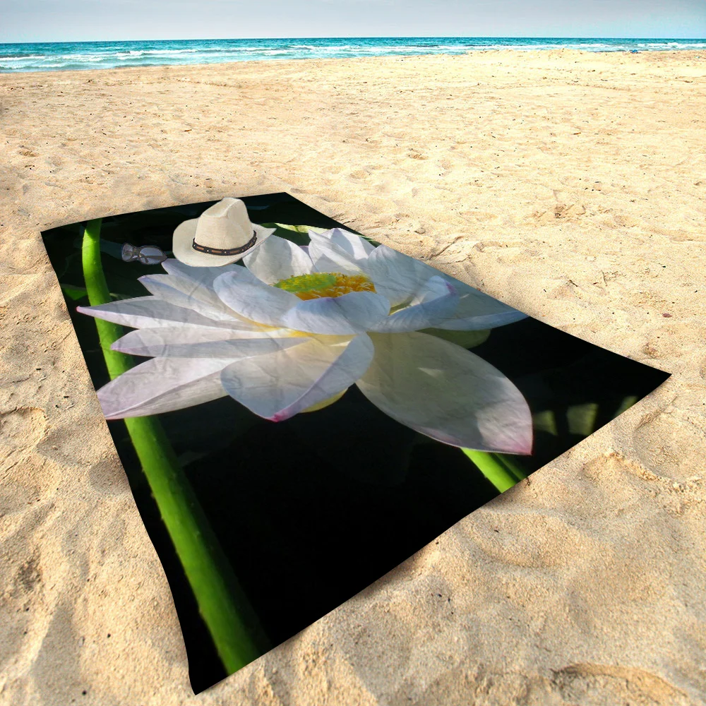 

Lotus Beach Towel For Kids Personalized Bath Towel Pool Towel Vacation Gift Picnic Towel Party Gift