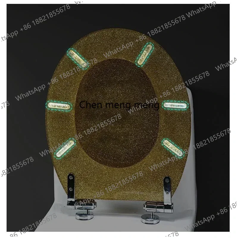 

Элитная, красивая, блестящая золотистая крышка для унитаза из смолы, с плавным закрыванием, на петлях из нержавеющей стали, универсальная.